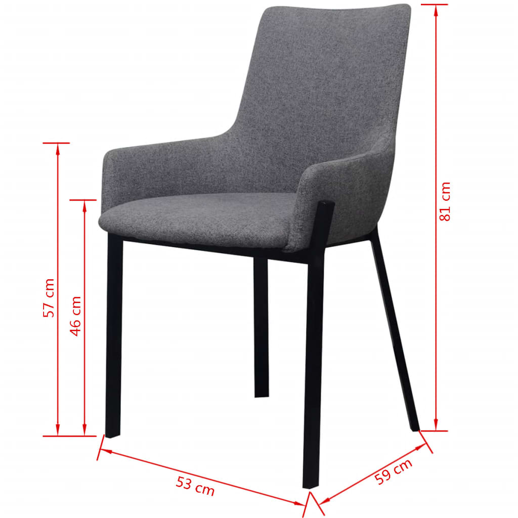 Dining Chairs 2 pcs Light Grey Fabric