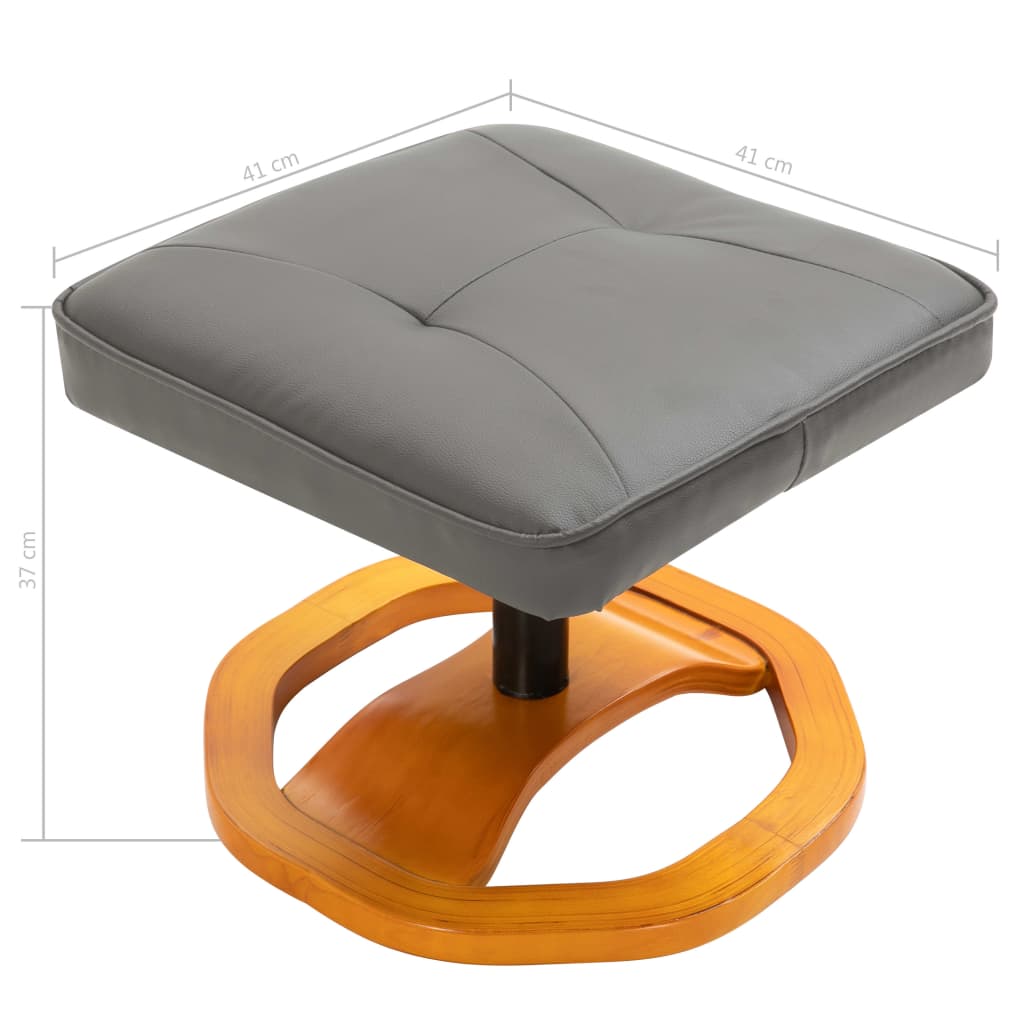 Swivel TV Armchair with Foot Stool Grey Faux Leather