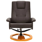 Swivel TV Armchair with Foot Stool Brown Leather