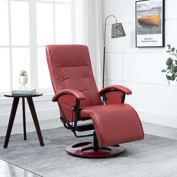  Swivel TV Armchair Wine Red Leather