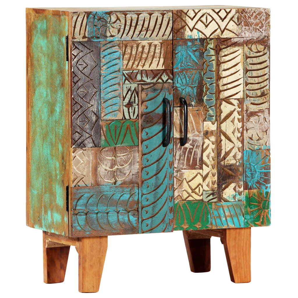 Hand Carved Sideboard 60x30x75 cm Solid Reclaimed Wood