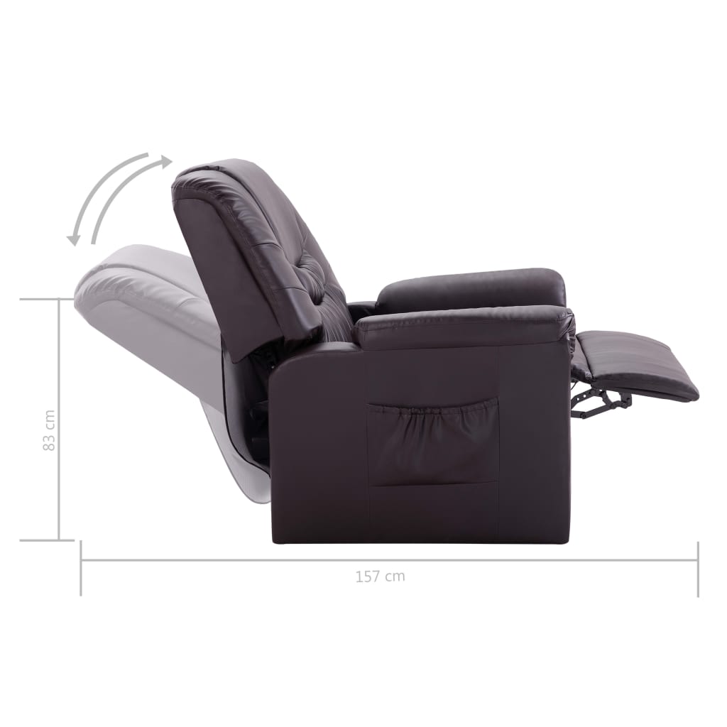 Reclining Chair Brown Faux Leather