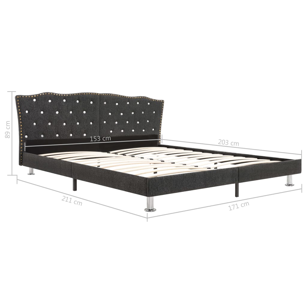 Bed Frame Dark Grey Fabric 153x203 cm Queen