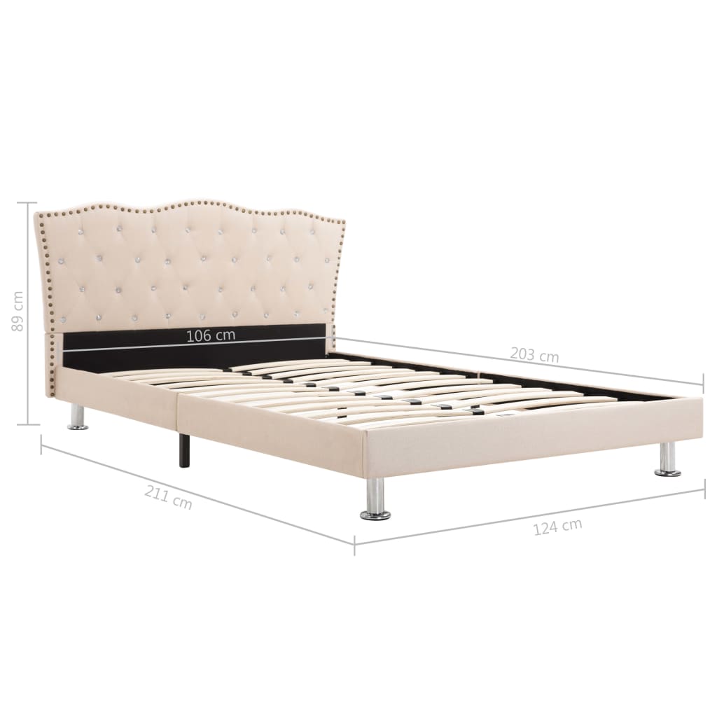 Bed Frame Cream Fabric 106x203 cm King Single