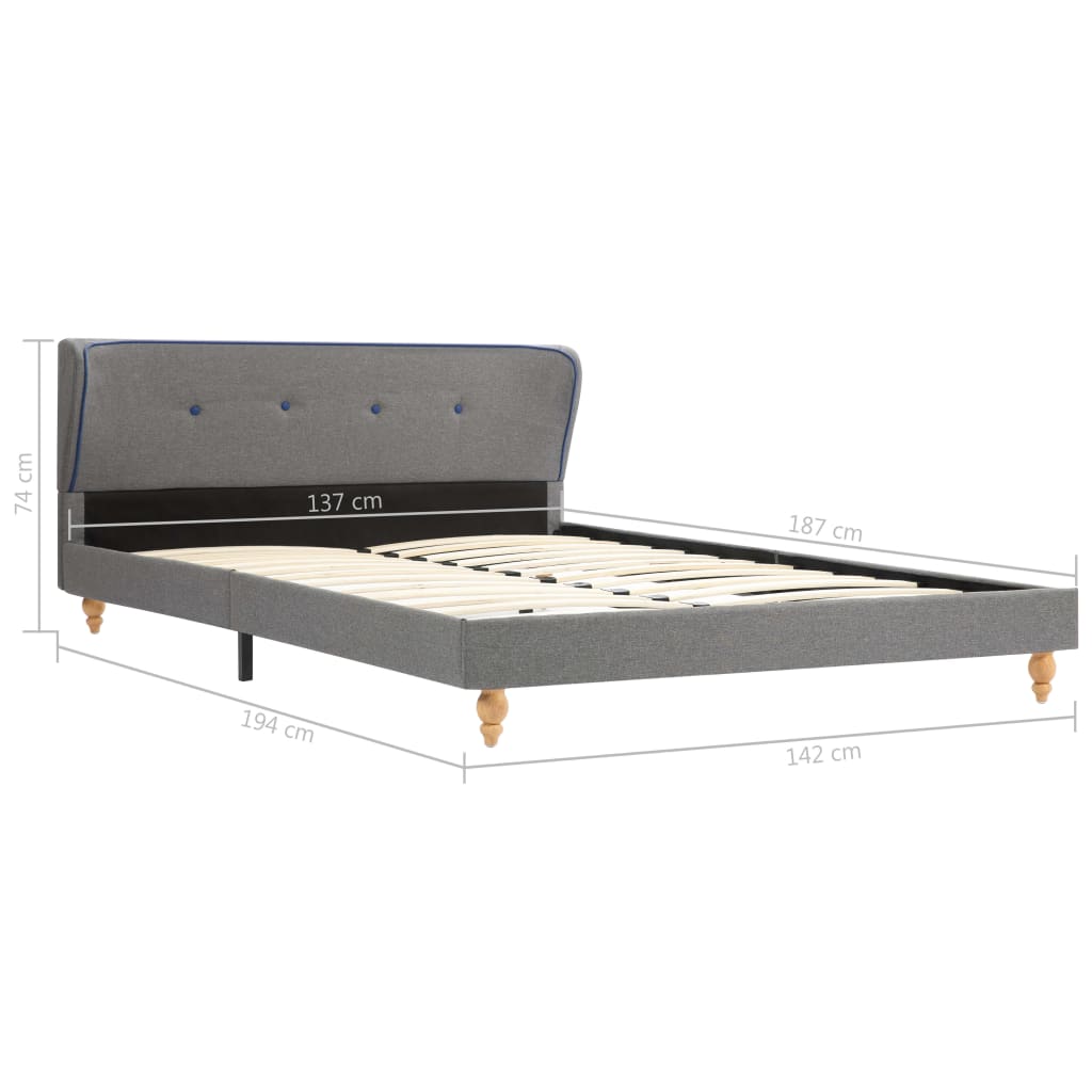 Bed Frame Light Grey Fabric 137x187 cm Double