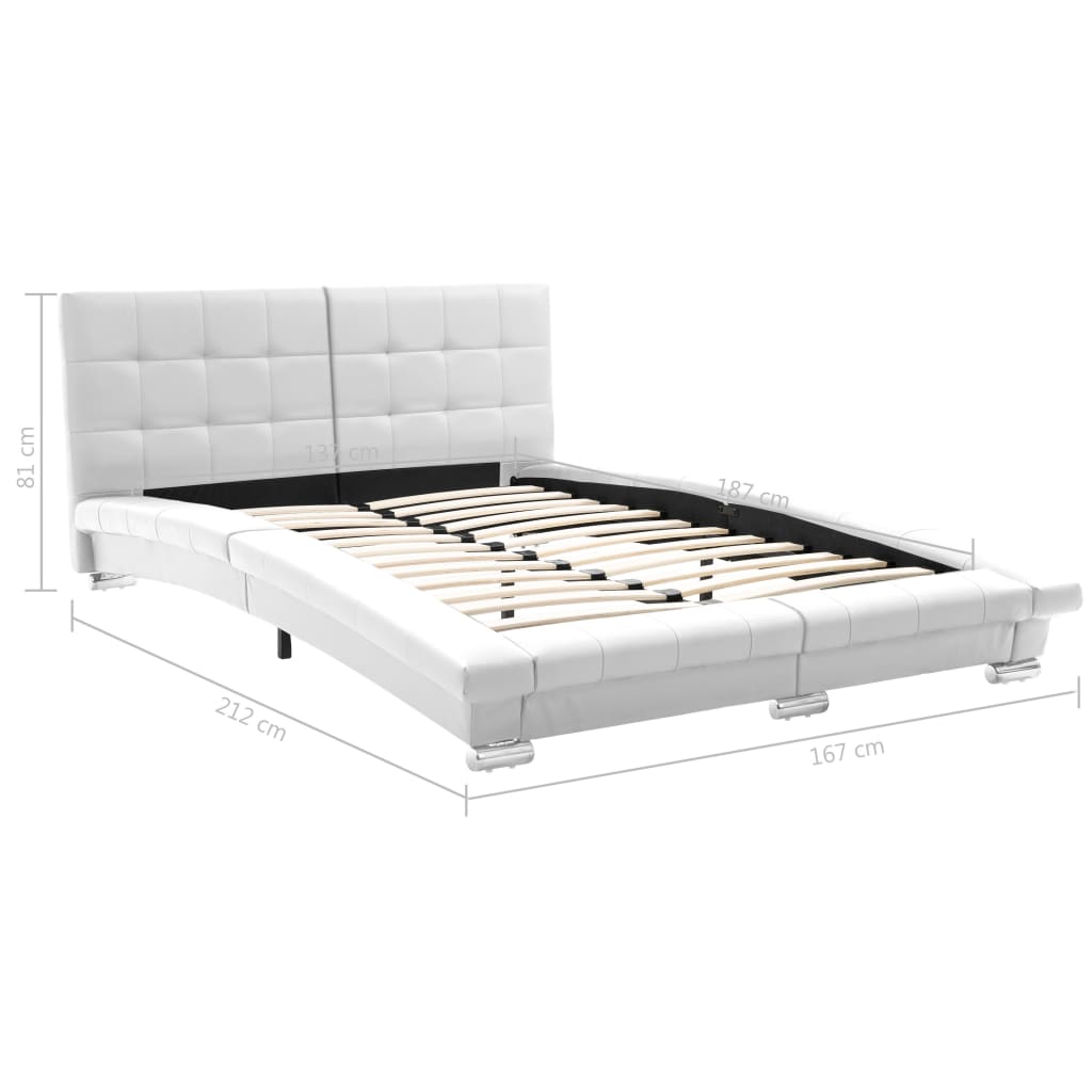 Bed Frame White Faux Leather 137x187 cm Double