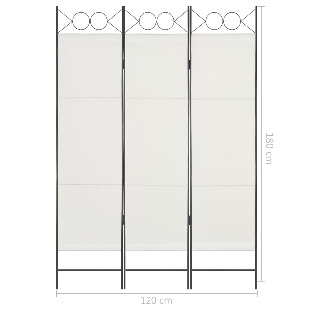 3-Panel Room Divider White 120x180 cm