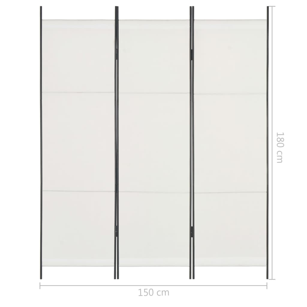 3-Panel Room Divider White 150x180 cm