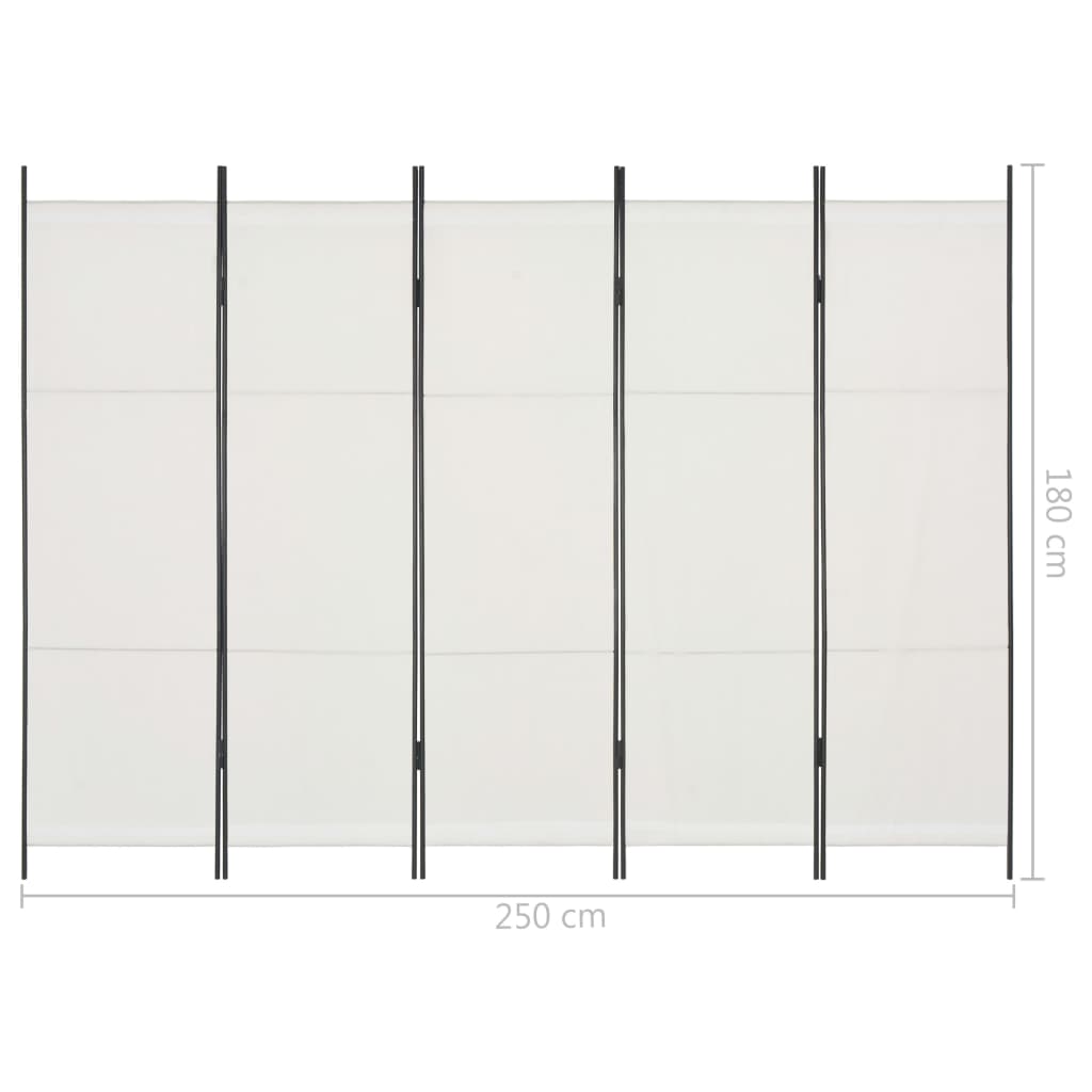 5-Panel Room Divider White 250x180 cm