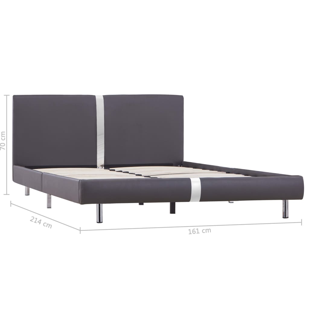 Bed Frame Grey Faux Leather Double
