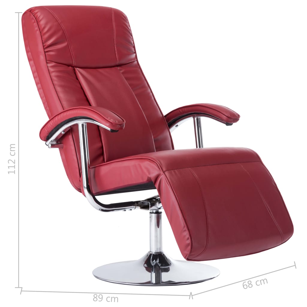 TV Armchair Wine Red Faux Leather