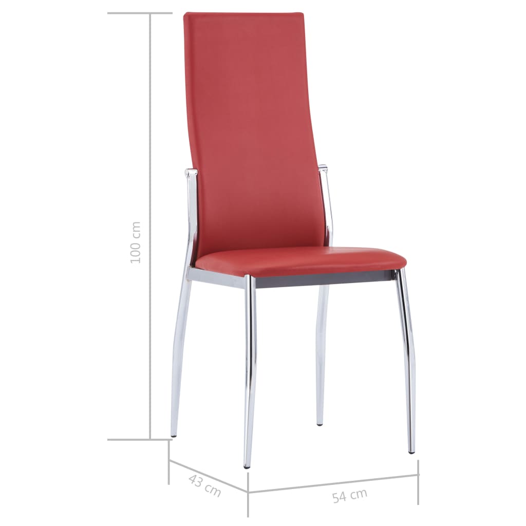 Dining Chairs 2 pcs Red Faux Leather