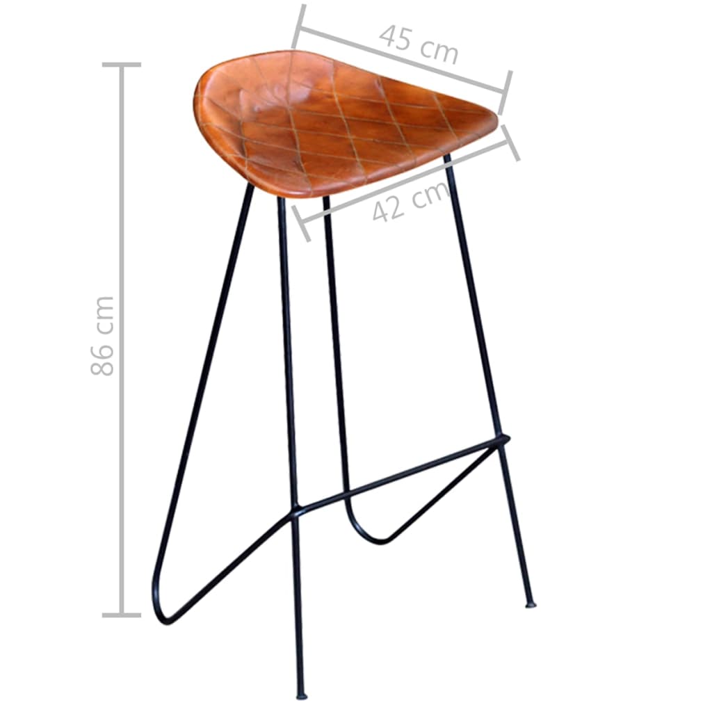 Bar Chairs 6 pcs Brown Real Leather