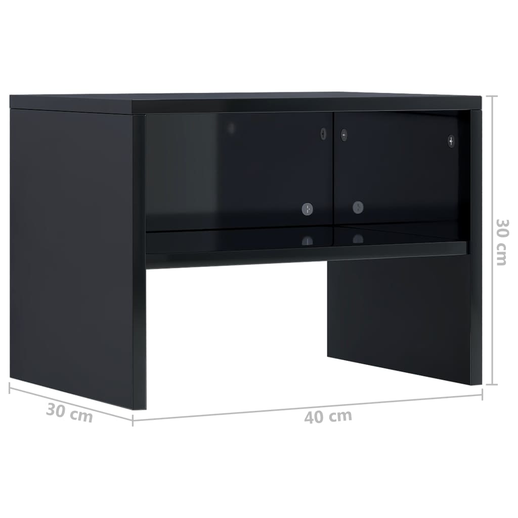Bedside Cabinet High Gloss Black 40x30x30 cm Chipboard
