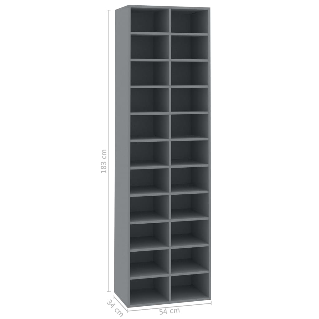 Shoe Cabinet Grey 54x34x183 cm Chipboard