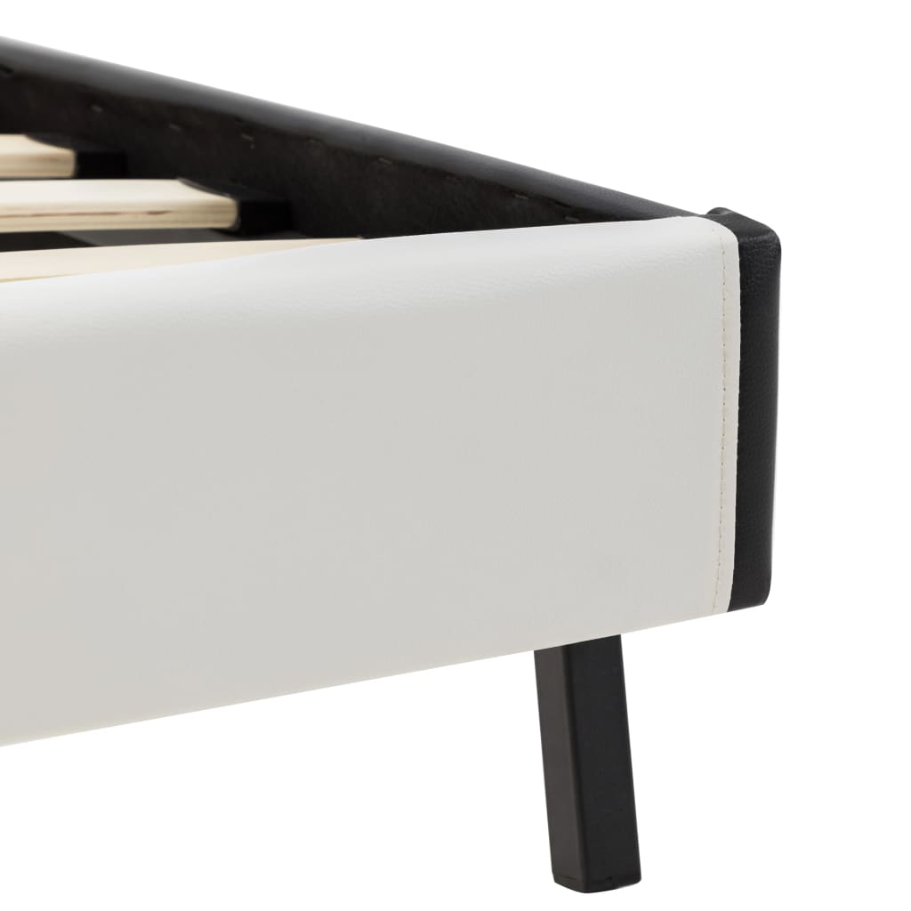 Bed Frame White and Black Faux Leather 153x203 cm Queen