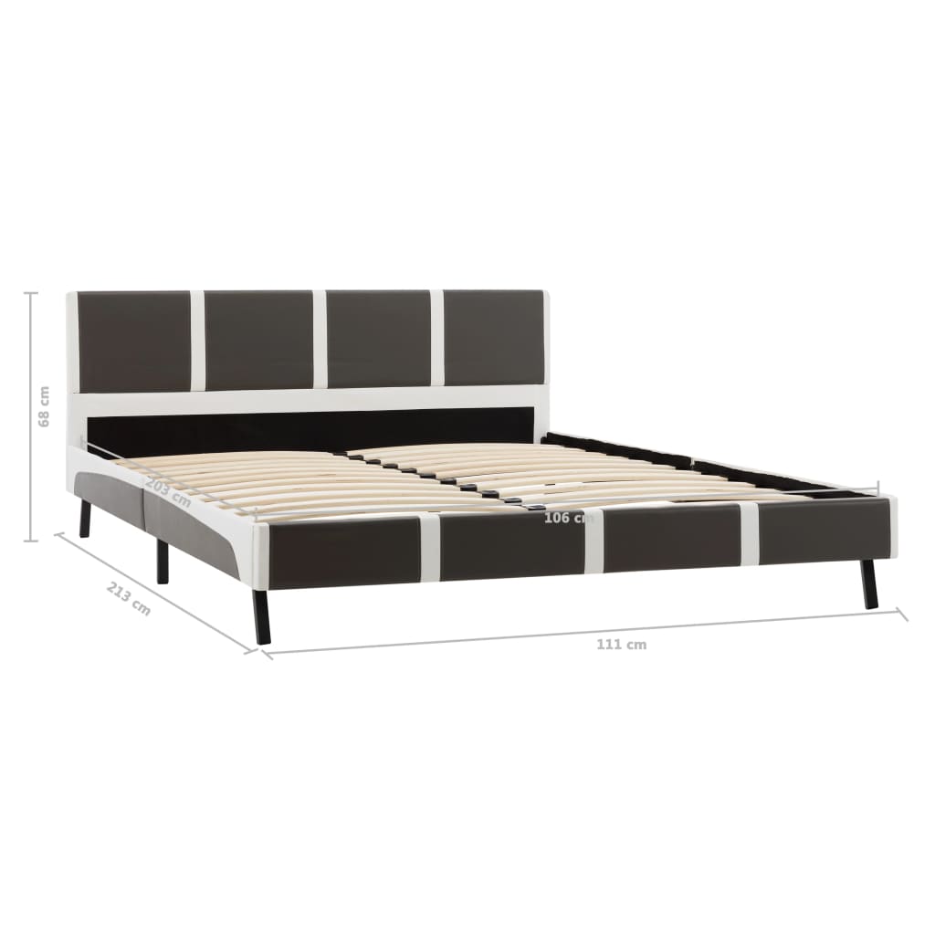 Bed Frame Grey and White Faux Leather 106x203 cm King Single
