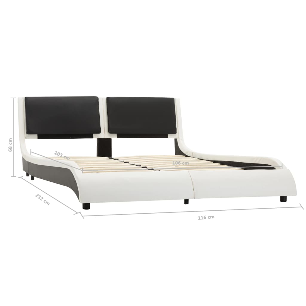 Bed Frame White and Black Faux Leather 106x203 cm King Single