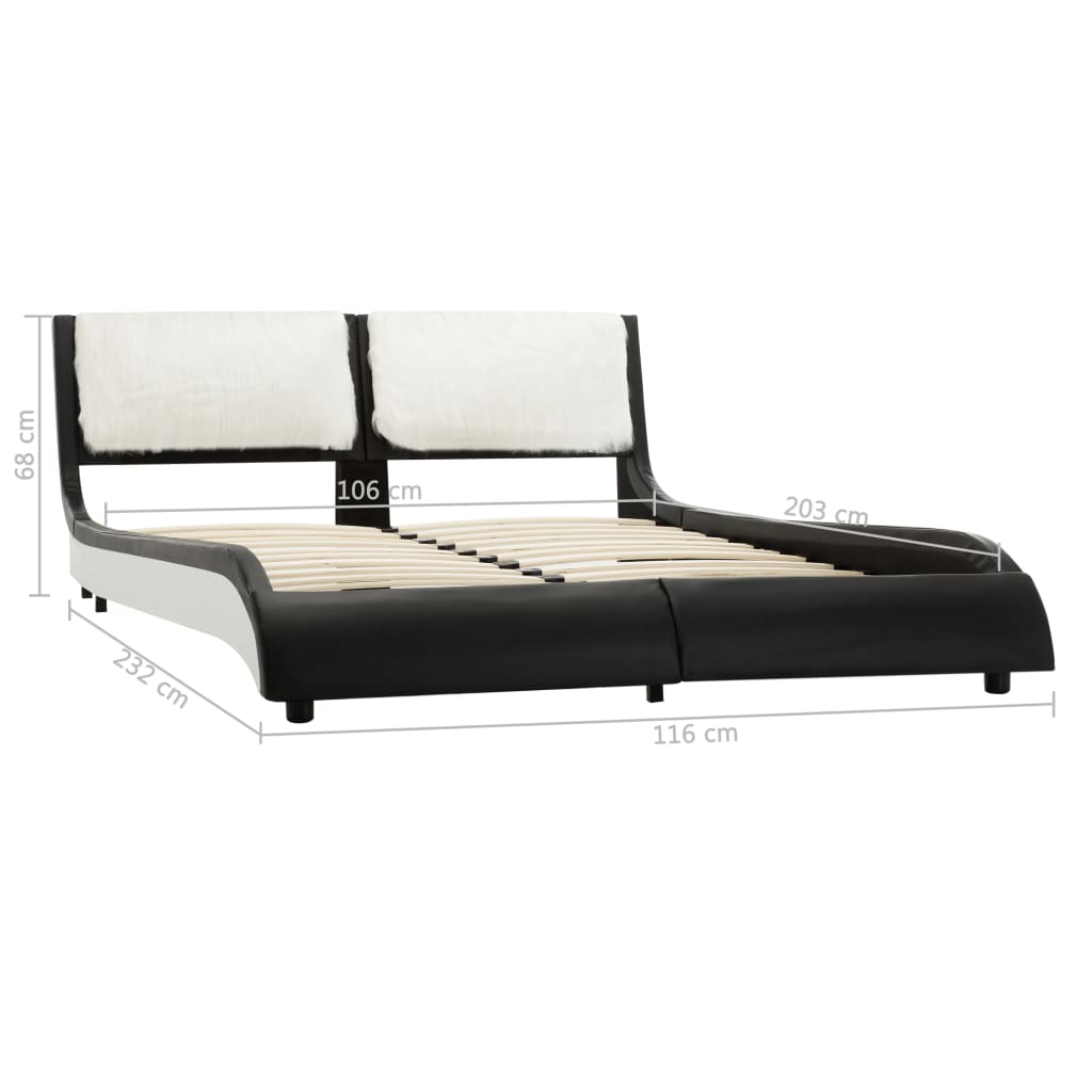 Bed Frame Black and White Faux Leather 106x203 cm King Single