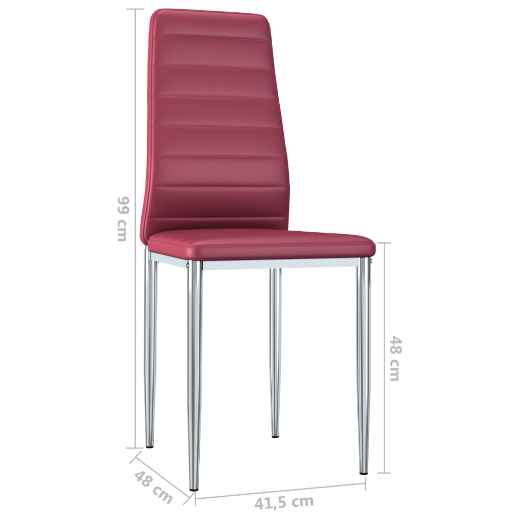 Dining Chairs 6 pcs Red Faux Leather
