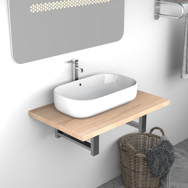 Bathroom Wall Shelf for Basin Oak