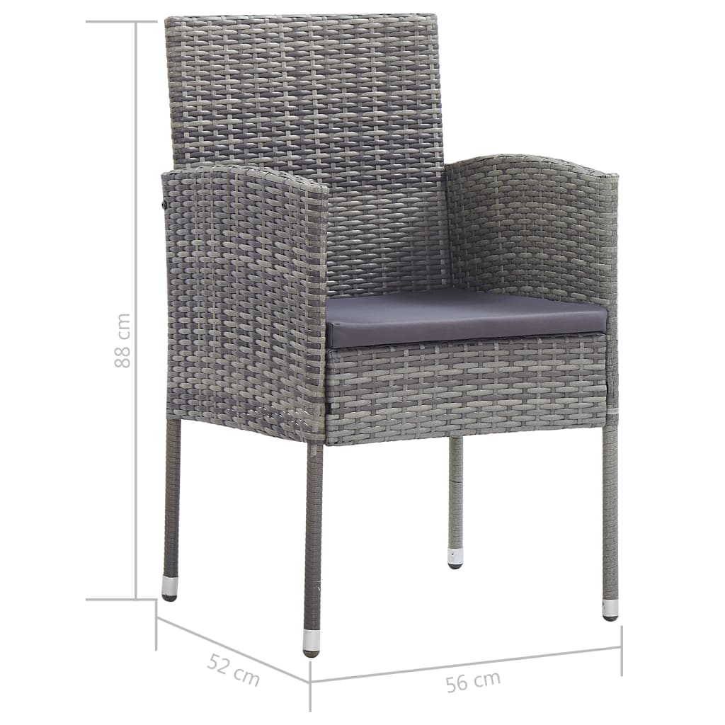 9 Piece Outdoor Dining Set with Cushions Poly Rattan Grey