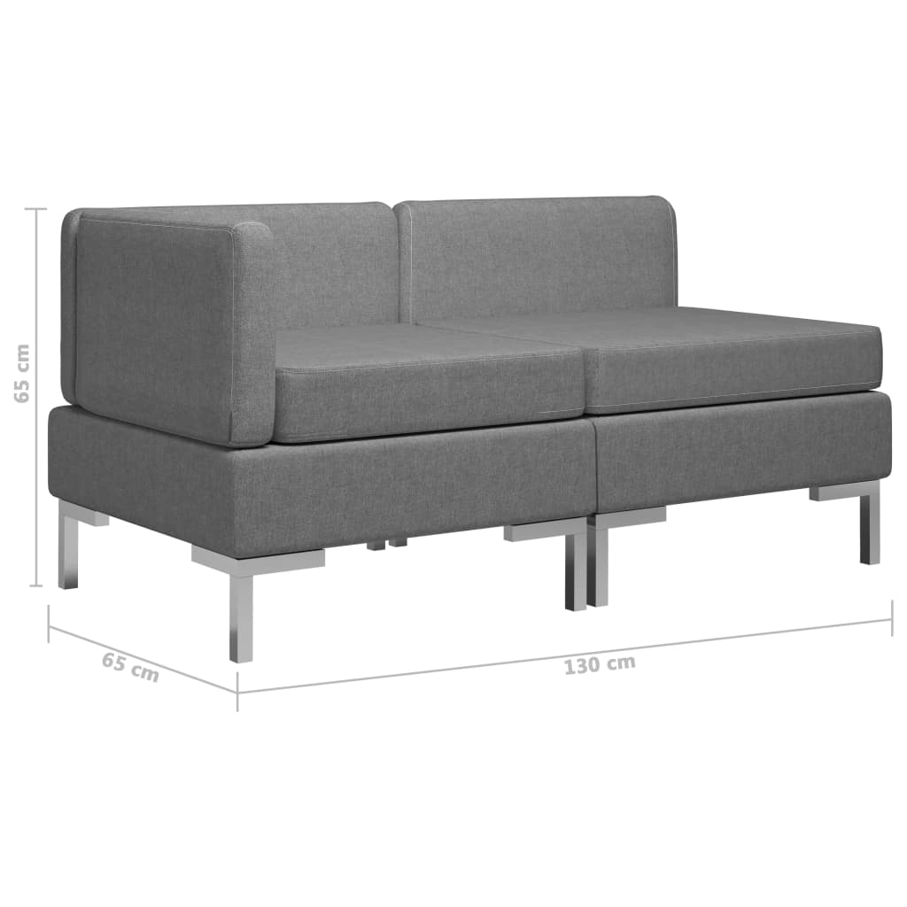 Sectional Corner and Middle Sofas with Cushions Fabric Dark Grey