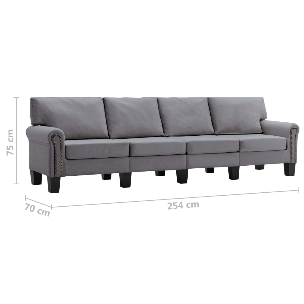 4-Seater Sofa Light Grey Fabric