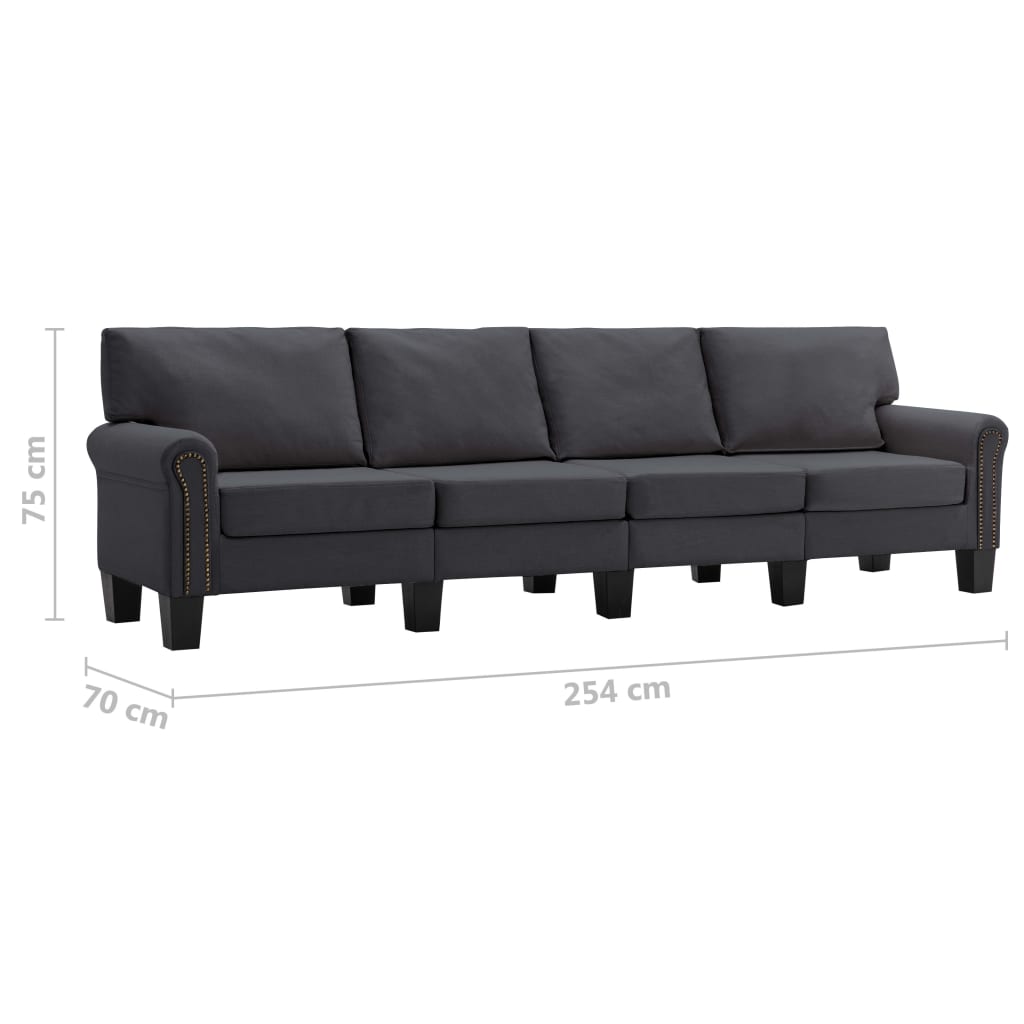 4-Seater Sofa Dark Grey Fabric