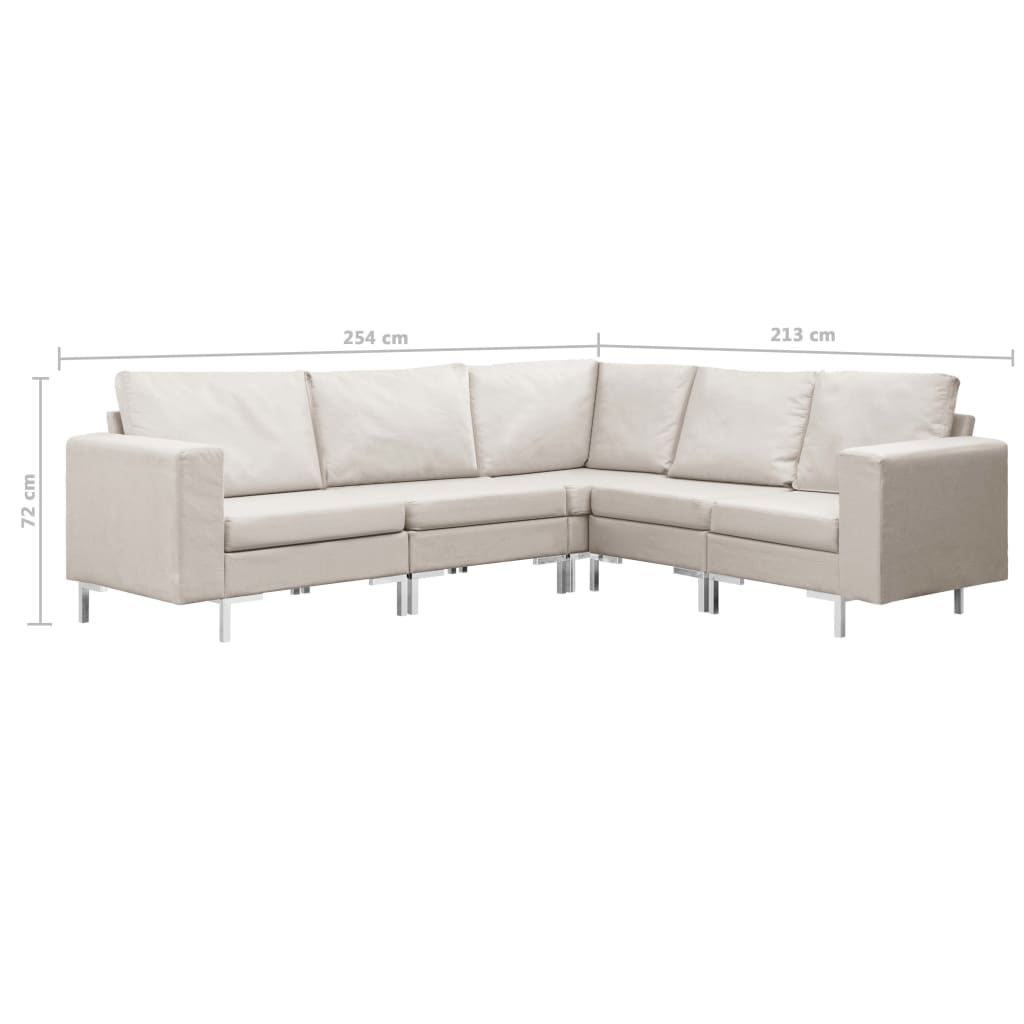 5 Piece Sofa Set Fabric Cream