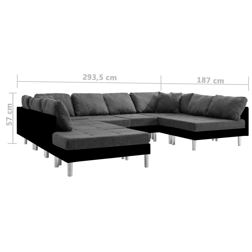 Sectional Sofa Faux Leather Black