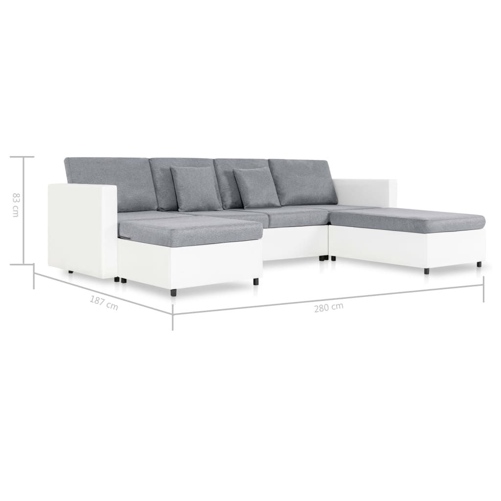 4-Seater Pull-out Sofa Bed Faux Leather White