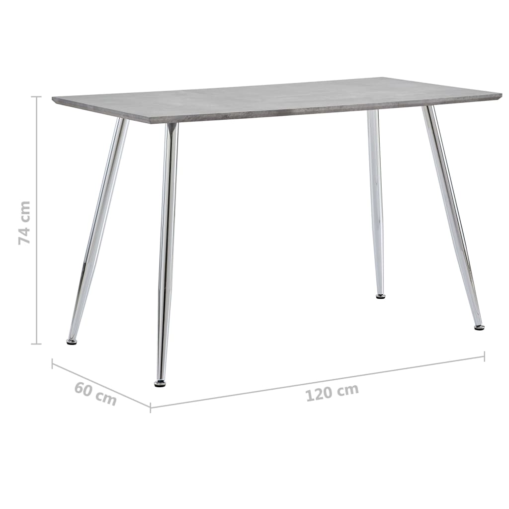 Dining Table Concrete and Silver 120x60x74 cm MDF
