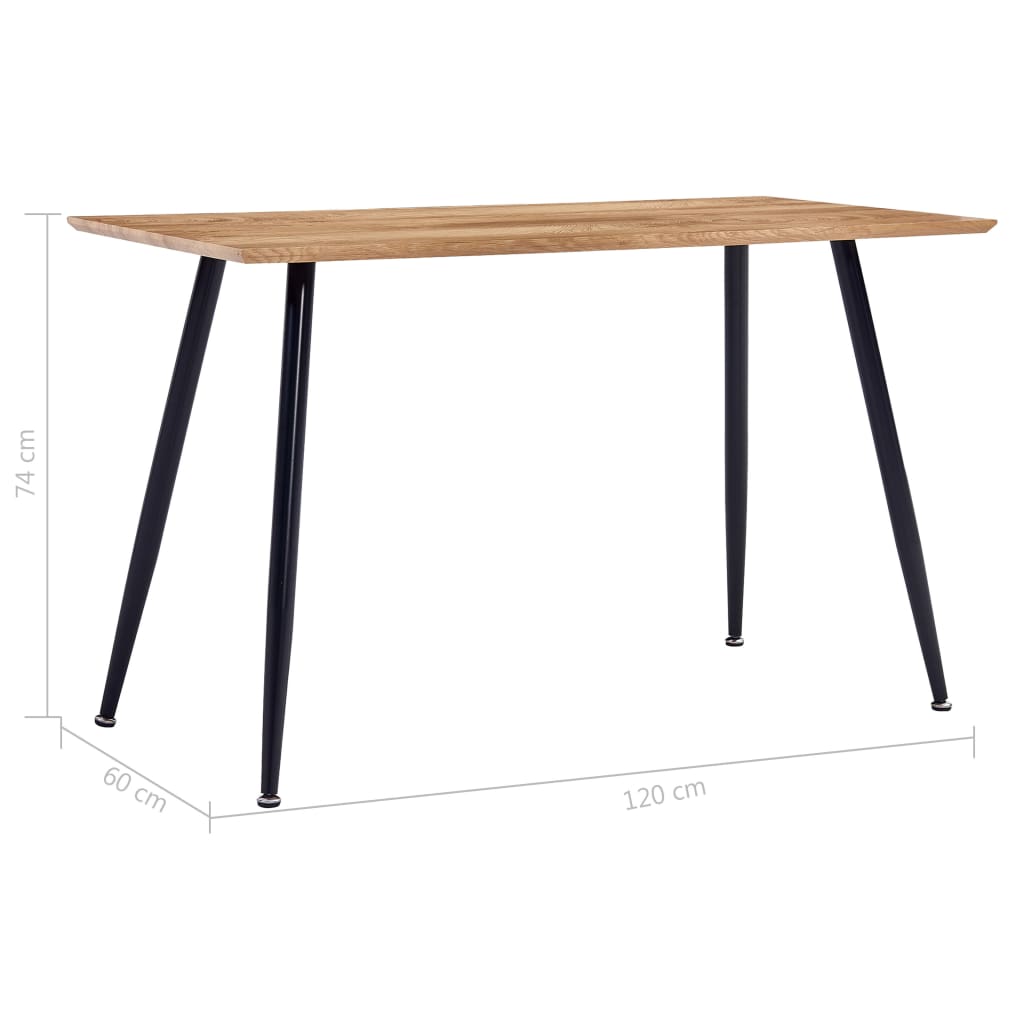 Dining Table Oak and Black 120x60x74 cm MDF