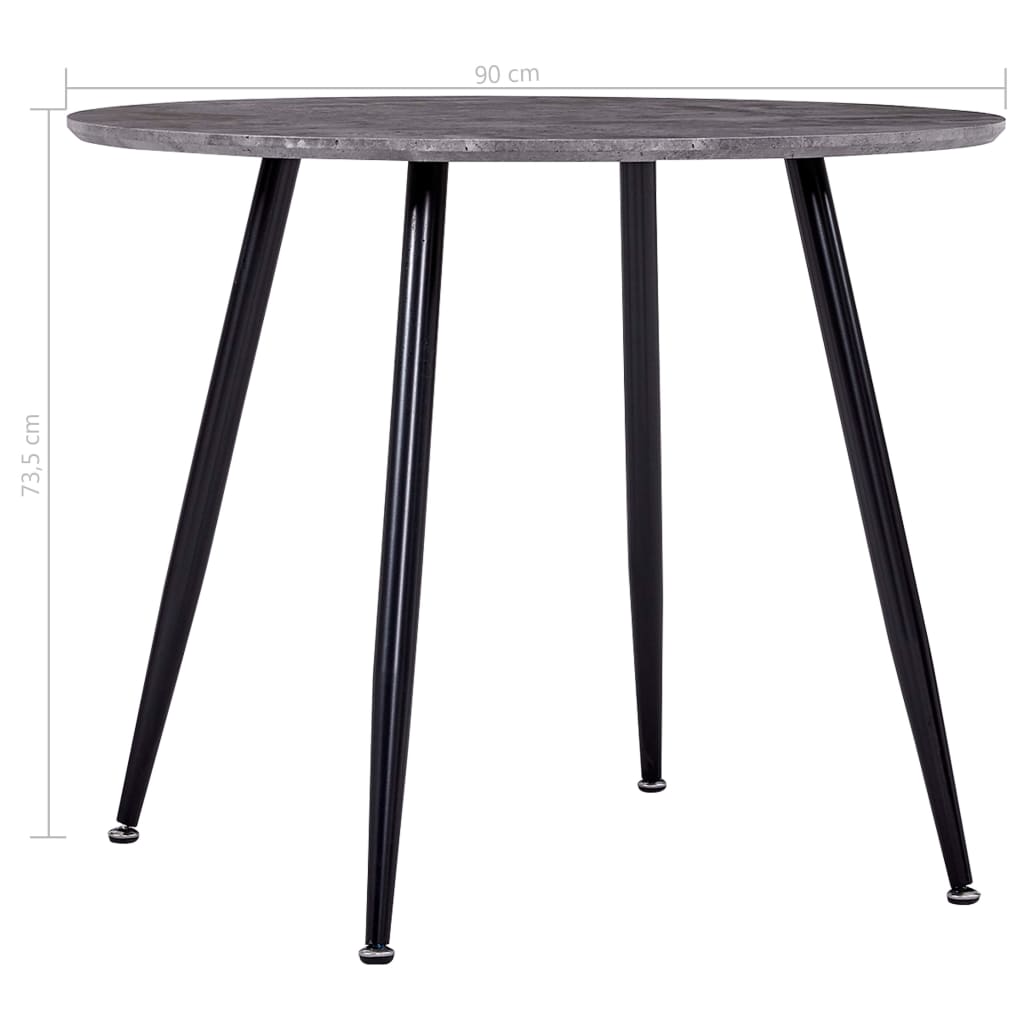Dining Table Concrete and Black 90x73.5 cm MDF