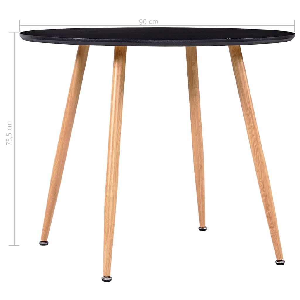 Dining Table Black and Oak 90x73.5 cm MDF