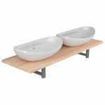 Three Piece Bathroom Furniture Set Ceramic Oak