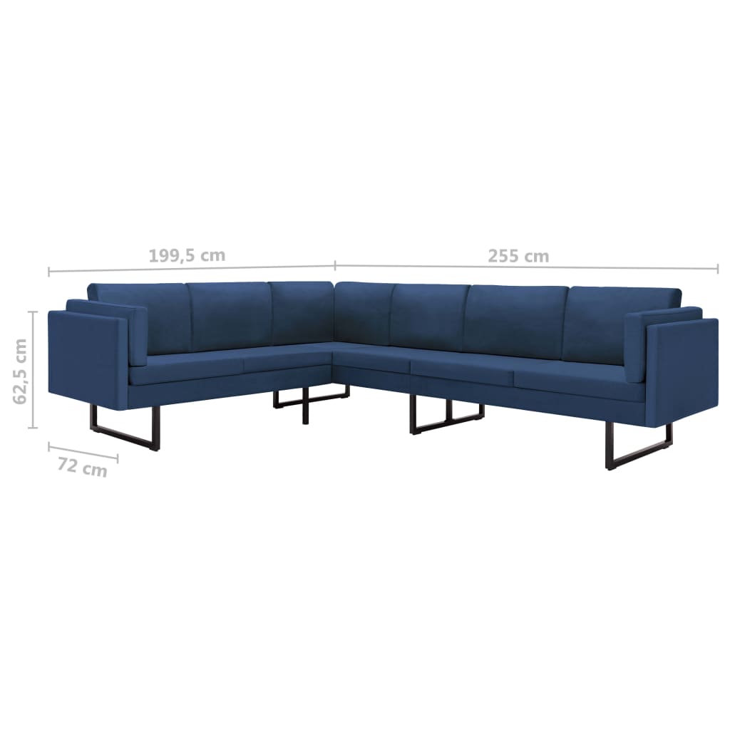 Corner Sofa Blue Fabric