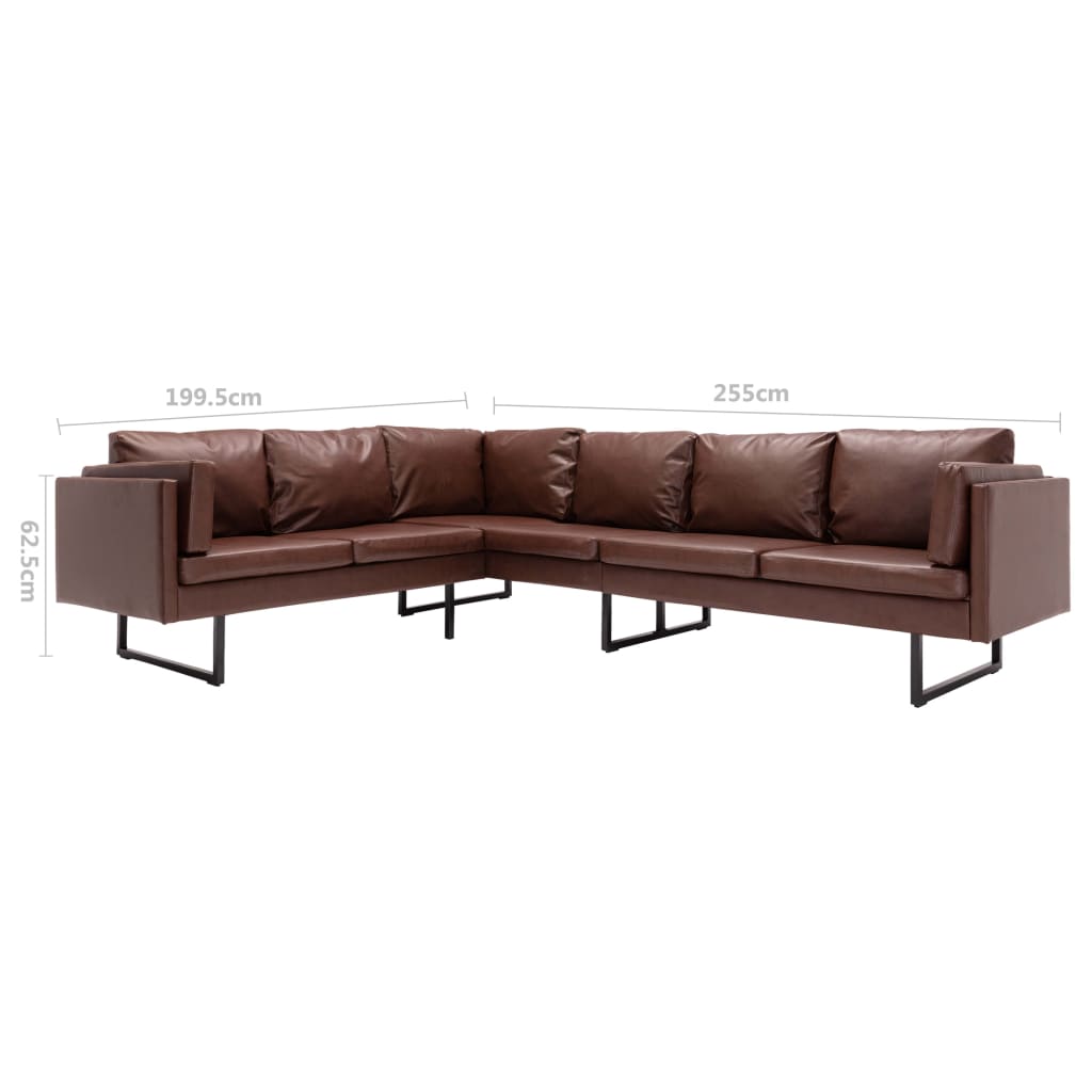 Corner Sofa Faux Leather Brown