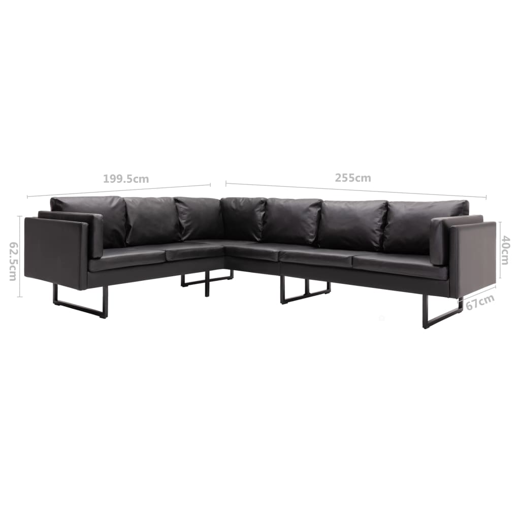 Corner Sofa Faux Leather Black