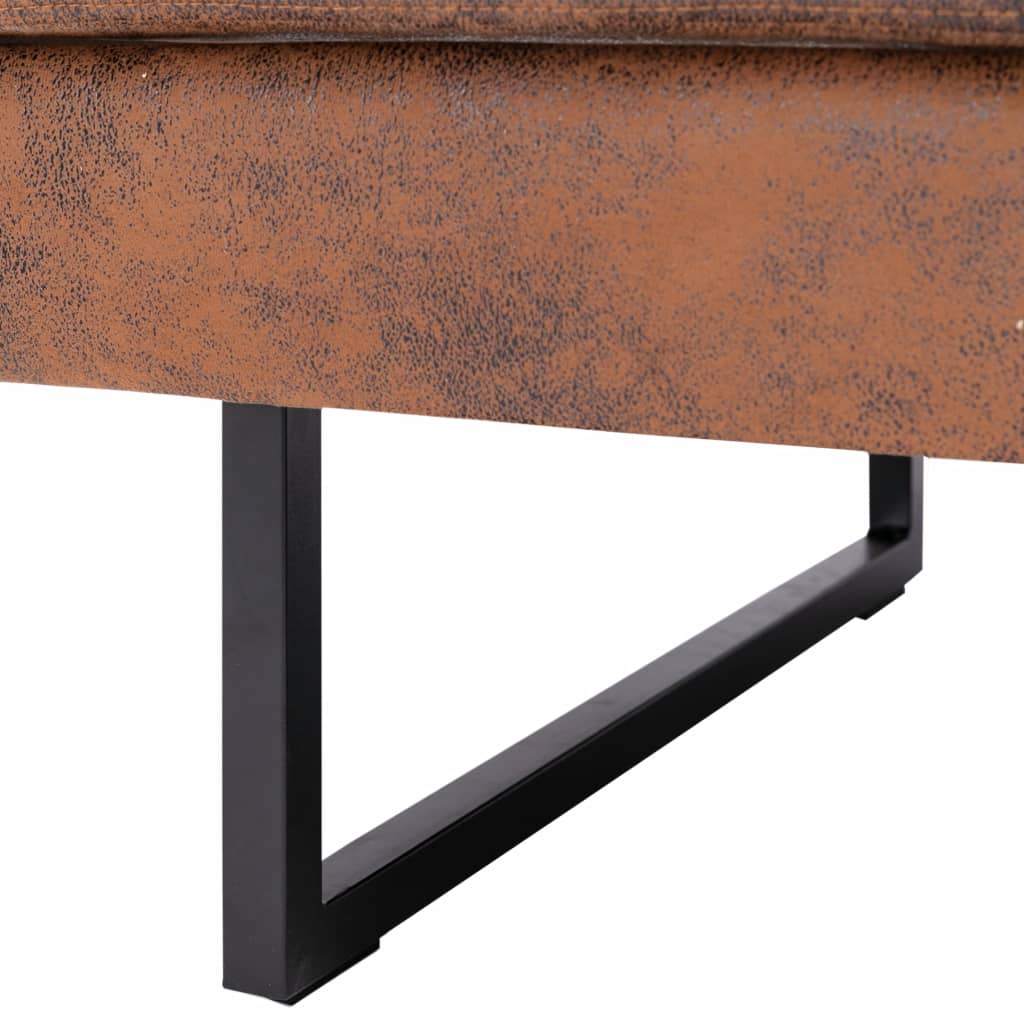 Corner Sofa Faux Suede Leather Brown