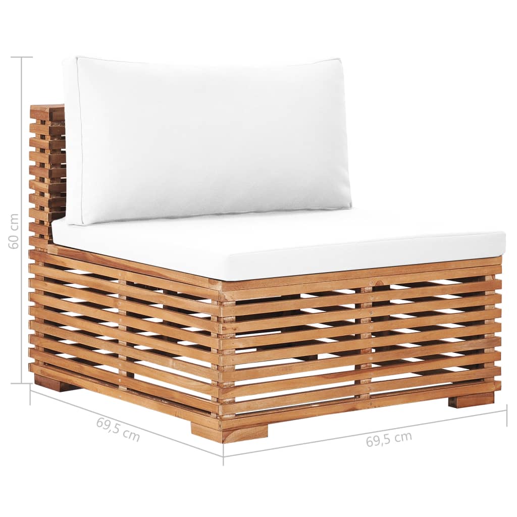 Garden Middle Sofa with Cream Cushion Solid Teak Wood