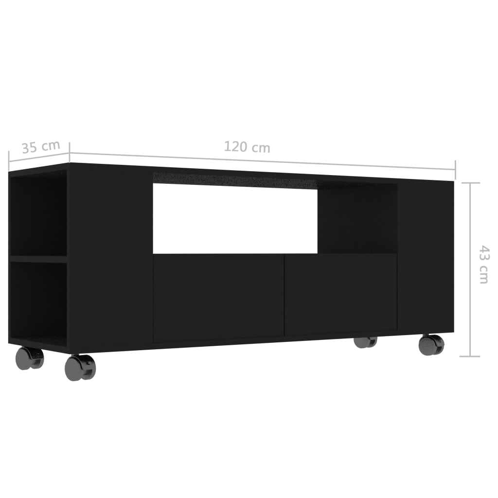 TV Cabinet Black 120x35x43 cm Chipboard
