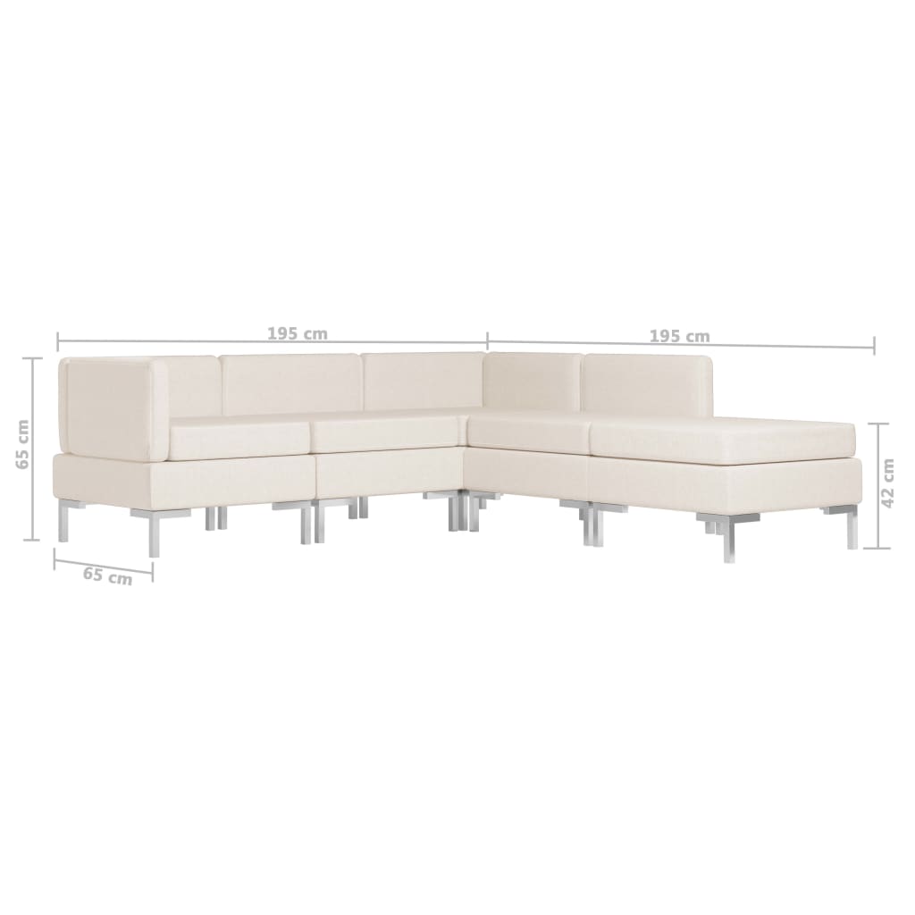 5 Piece Sofa Set Fabric Cream