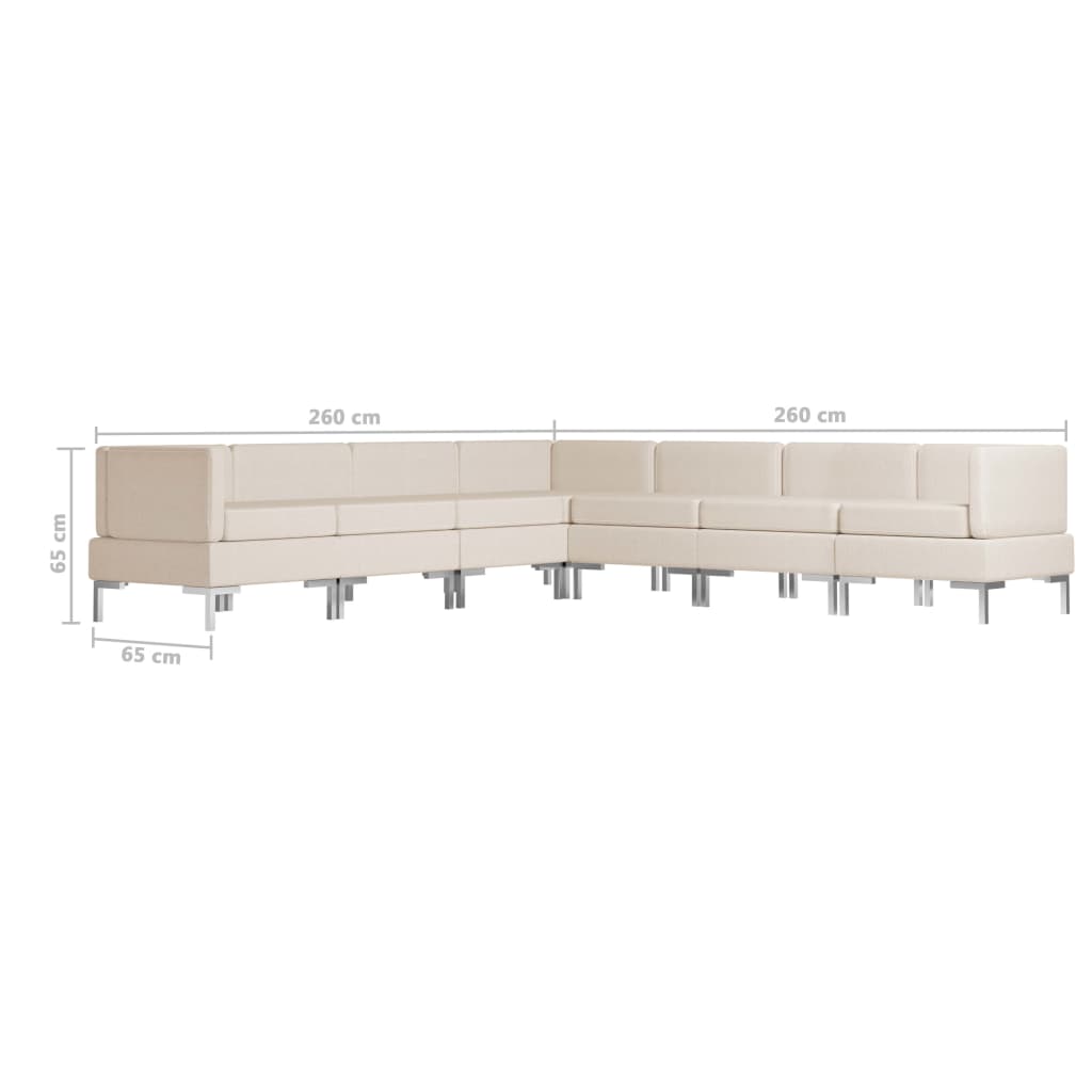 7 Piece Sofa Set Fabric Cream