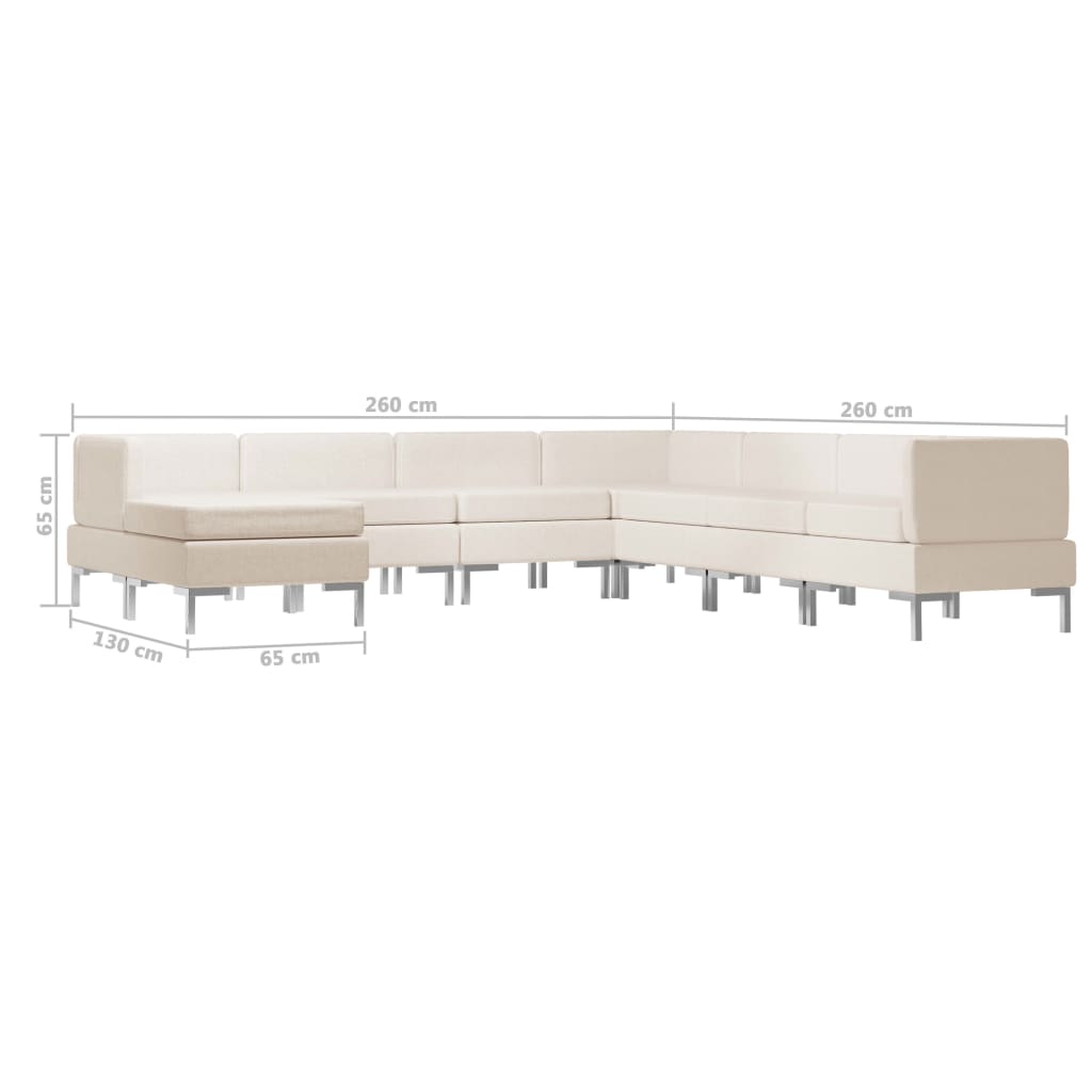 8 Piece Sofa Set Fabric Cream