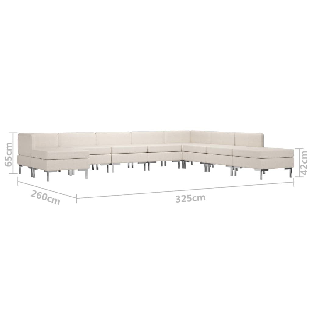9 Piece Sofa Set Fabric Cream