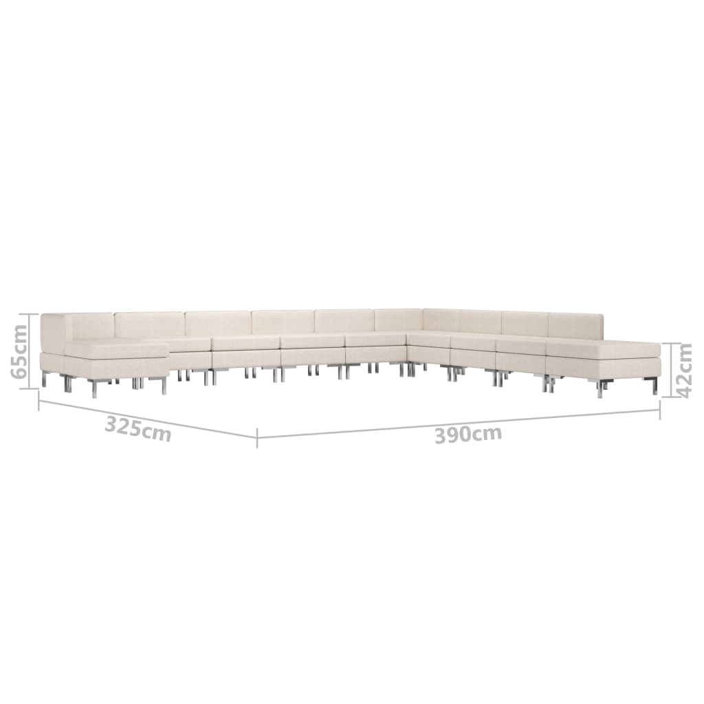 11 Piece Sofa Set Fabric Cream