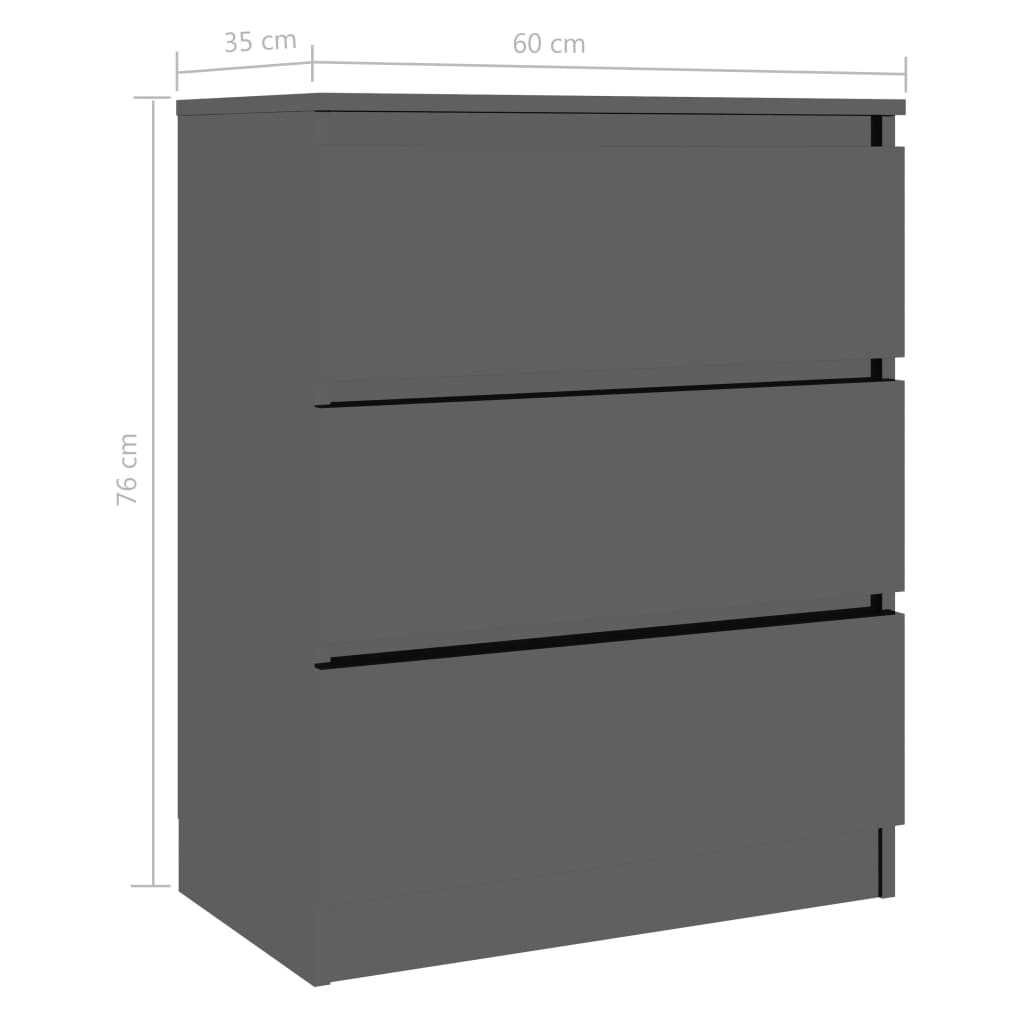 Sideboard High Golss Black 60x35x76 cm Chipboard