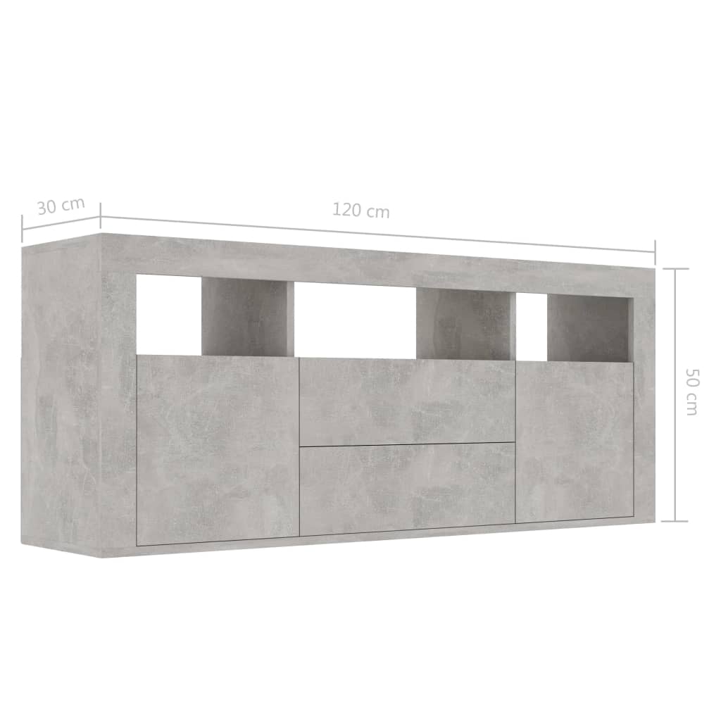 TV Cabinet Concrete Grey 120x30x50 cm Chipboard